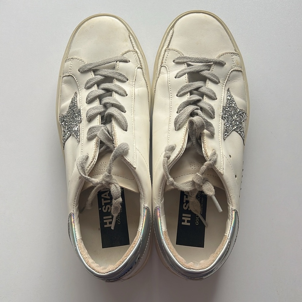 Golden Goose White and Silver Sneakers - Picture 7 of 10